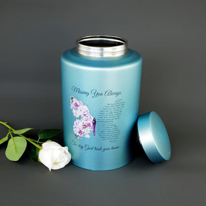 Cremation Urns for Human Ashes Large, Stainless Steel Memorial Urn Holds, Decorative Butterfly Cardinal Fairy Design