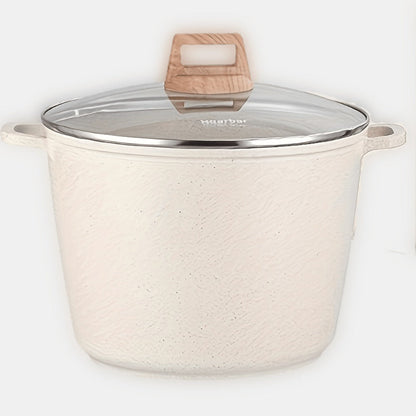 Stockpot Cookware by Hoarbar, 10.5QT Deep Pot with Glass Lid, Dual Handles and White or Black Options