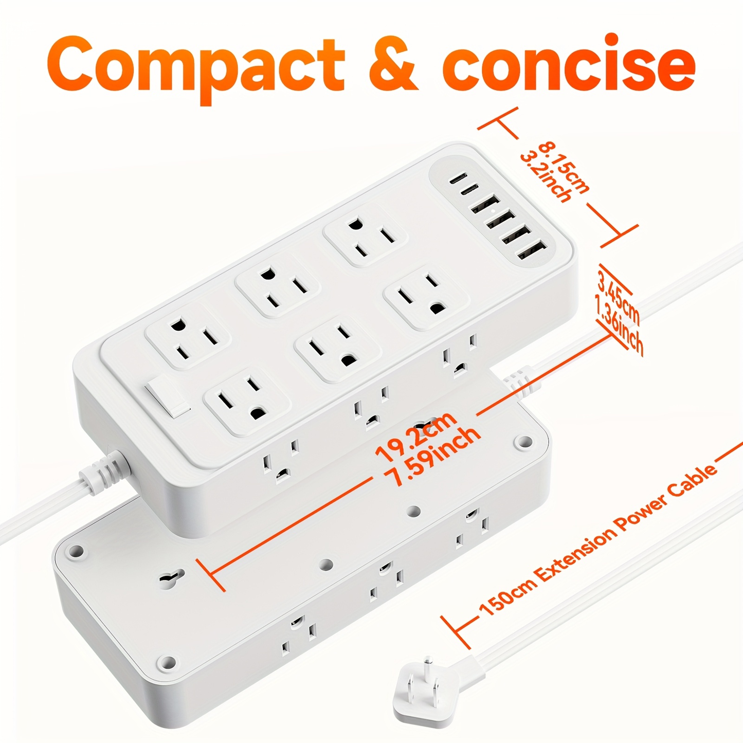 Charging Station 18-in-1 Power Strip Surge Protector 12 AC Outlets 6 USB Ports 4 USB-A 2 USB-C for an Everyday Personal Care Routine