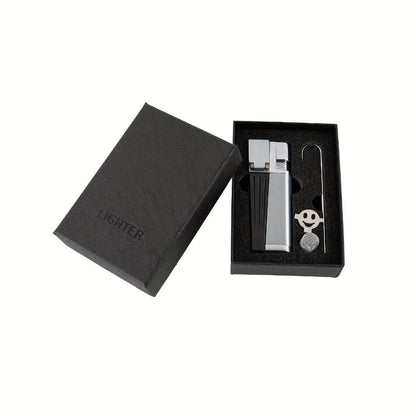 Folding Pipe Lighter Refillable 2-in-1 with Adjustable Flame, Metal-Crafted Durable Design, Gift Box Included