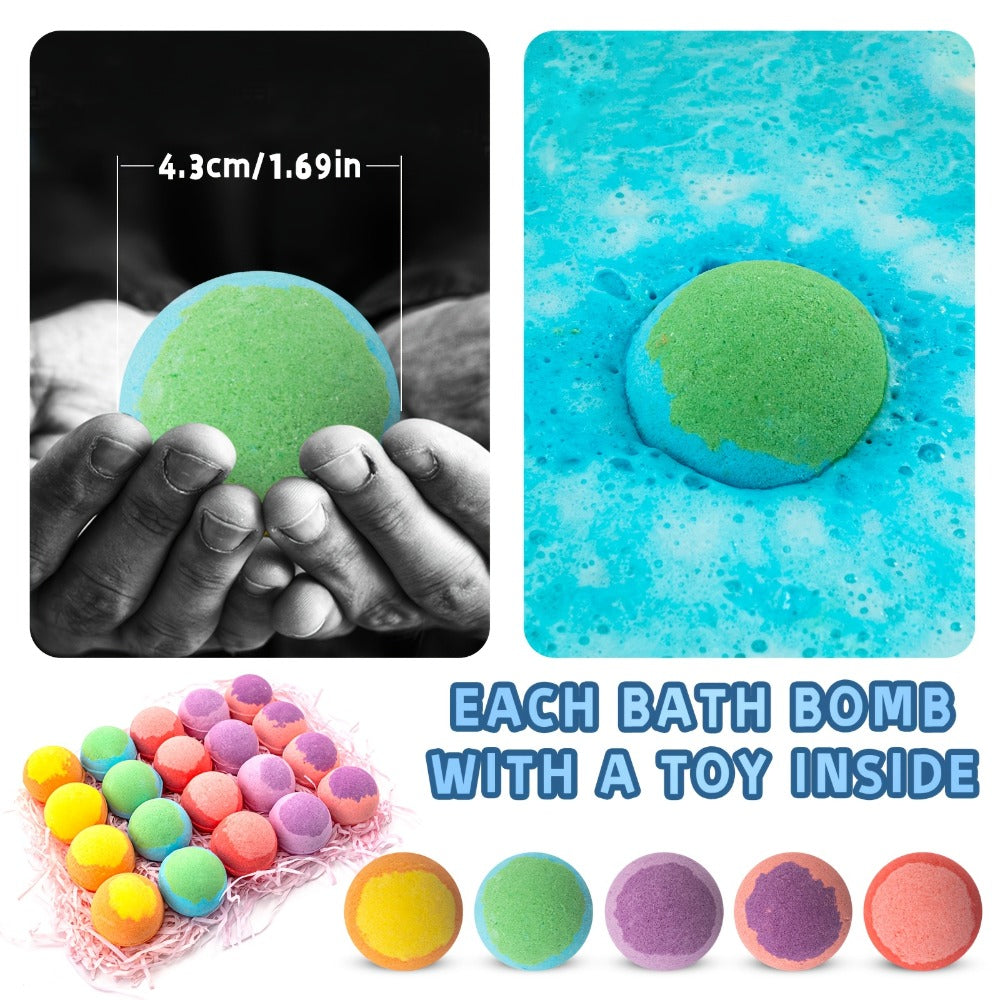 Ocean Bath Bombs Gift Set 20pcs Sea Themed Fizzy Bath Salt Balls Fun Treasure Shapes Colorful, for Bath Time, Home Spa and Personal Care
