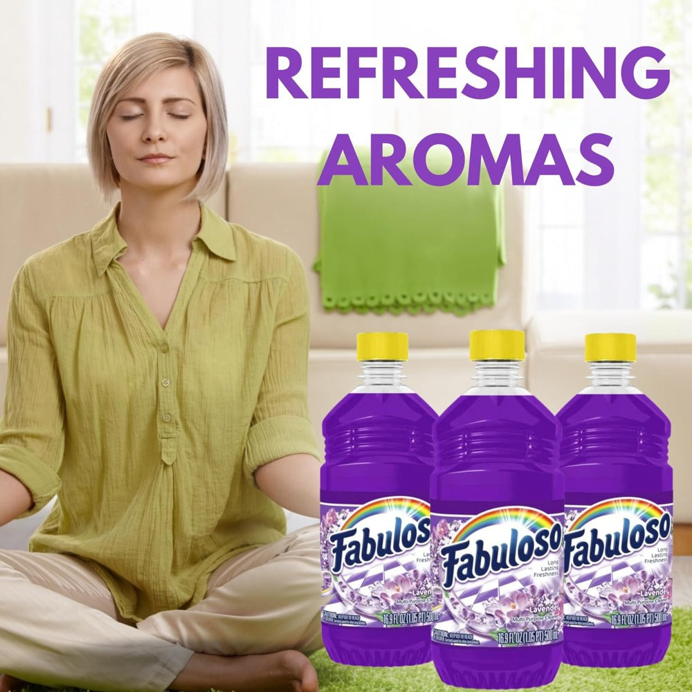 All Purpose Cleaner Lavender Scent 3 Pack (16.9 Fl Oz Each), Fabuloso Multi-Surface Floor Cleaner with Calming Lavender Fragrance