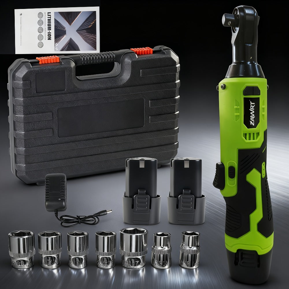 Cordless Electric Ratchet Wrench Set 12V - 45Nm High Torque 3/8" Rechargeable Ratchet Wrench with Battery