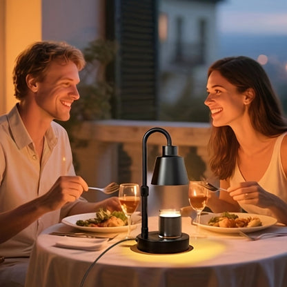 Black Candle Warmer Lamp in One- or Two-Pack Options with Conical Shade, Adjustable Height and Timer Controller