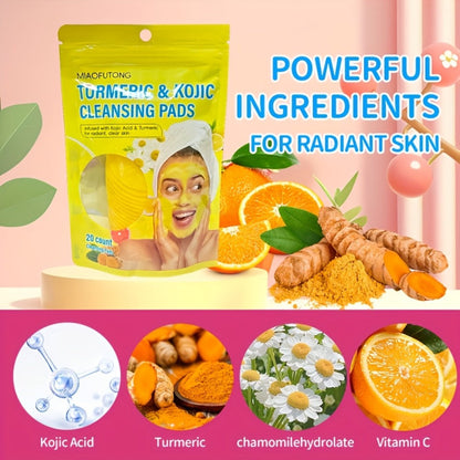 AHA Exfoliating Face Pads 20 Sheets with Ginger - Alpha Hydroxy Acid 0.3% Oil Control Deep for Bath Time, Home Spa and Personal Care
