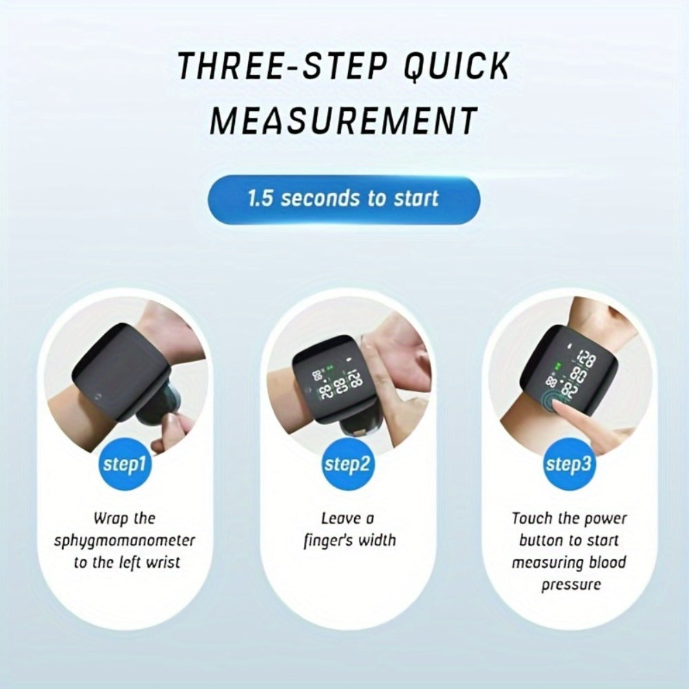 Wrist Blood Pressure Monitor Professional – Automatic BP Monitor with High-Precision LCD Display, Voice Language Prompts & Memory Function