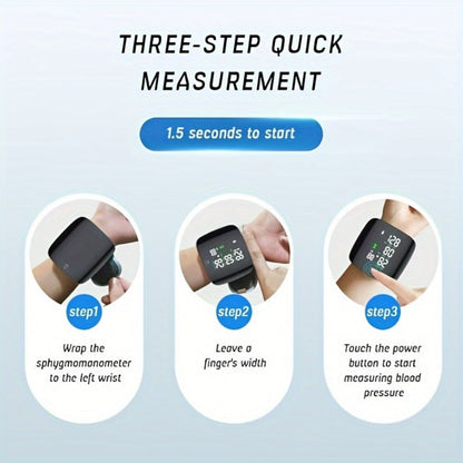 Wrist Blood Pressure Monitor Professional – Automatic BP Monitor with High-Precision LCD Display, Voice Language Prompts & Memory Function