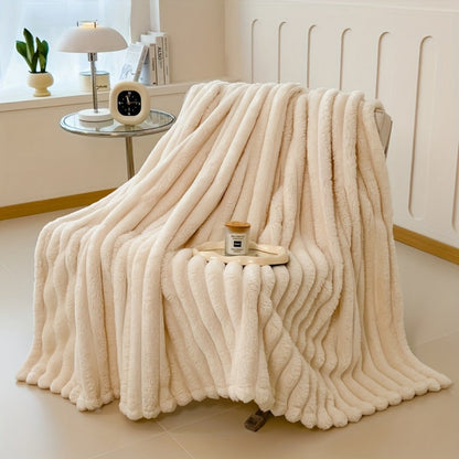 Plush Knit Faux Fur Blanket in Space Gray, Creamy White or Pink with Two Large Metric Size Options