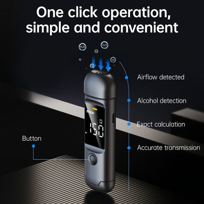 USB Rechargeable Breathalyzer with LCD Display, Portable Personal Alcohol Tester, 200mAh Battery