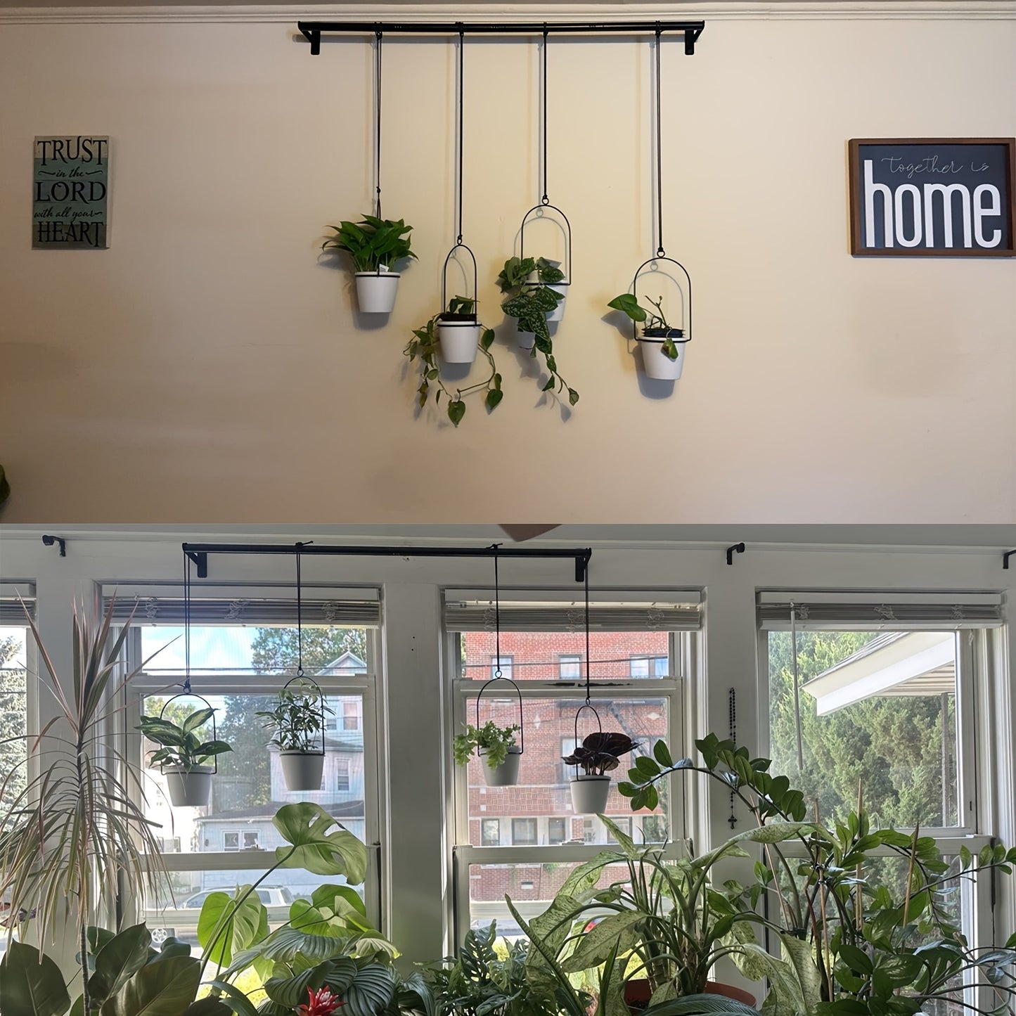 Hanging Planter | Adjustable Metal Wall Rack Indoor Herb Window Pot