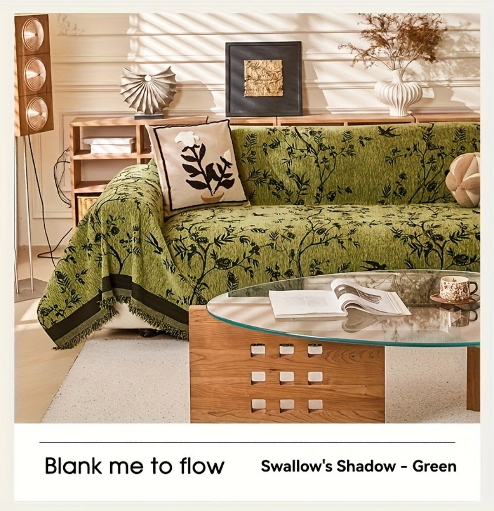 Sofa Cover Throw, Thick Chenille Floral Couch Slipcover in Three Colors for One-to-Four-Seat Sofas