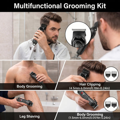2-Piece Hair Clipper Set with Full-Size Clipper, Detail Trimmer, Guide Combs and USB Charging Accessories