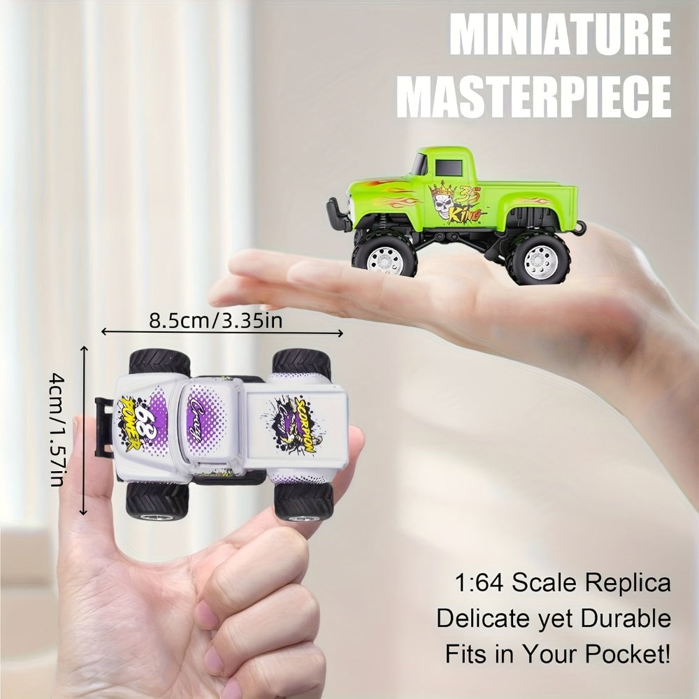 Remote Control Car, 1:64 Die-Cast Monster Truck with 2.4GHz Control, LED Headlights and Five Color Options