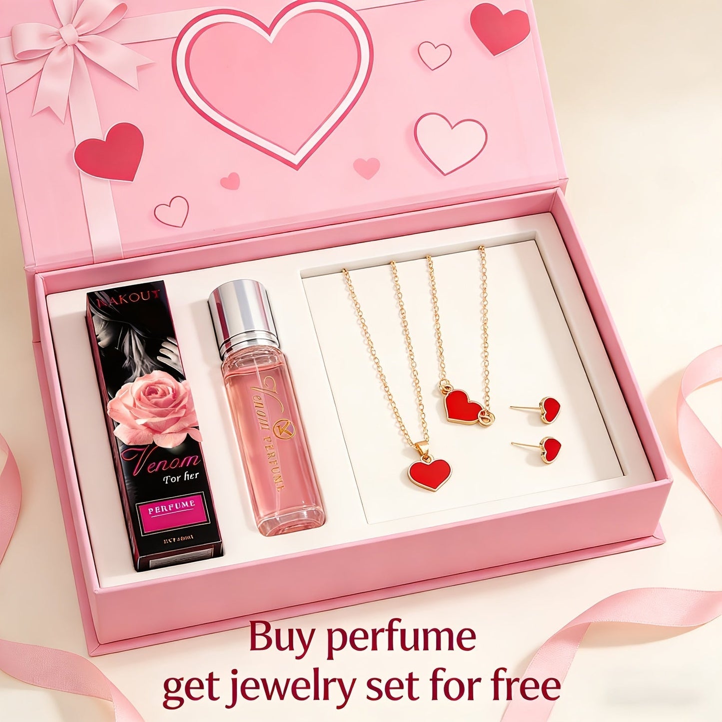 Pheromone Perfume & Jewelry Gift Set for Women 6-8 Hours - 2 Piece Fragrance Accessory Bundle for Bath Time, Home Spa and Personal Care