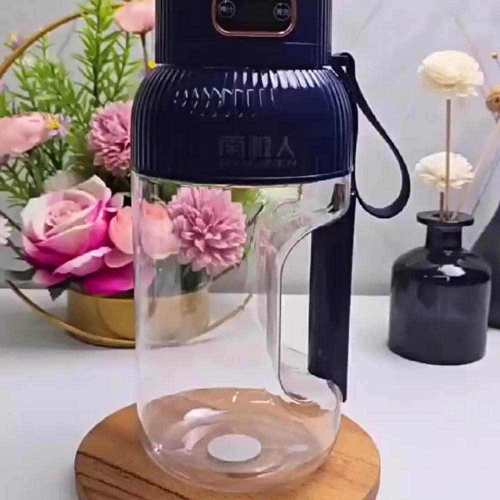 Portable Blender Cup with Top Digital Display, Integrated Side Grip, Travel Cover and Green or White Options