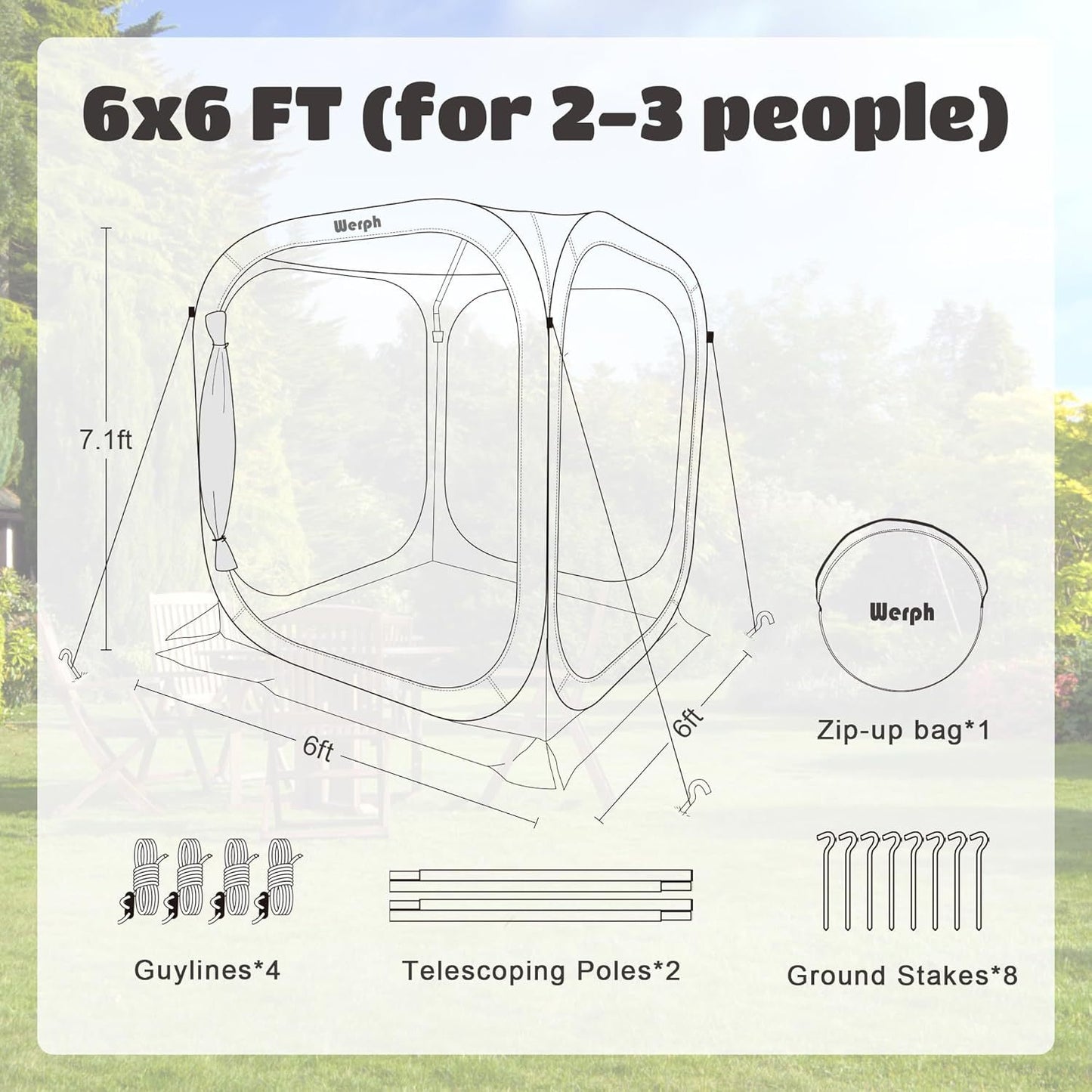 Gazebo Screen House 6x6ft Pop Up Canopy Mosquito Netting Backyard for Garden, Yard and Pest Management
