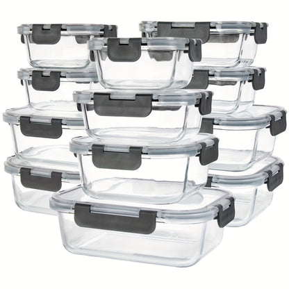 Glass Food Storage Containers with Airtight Lids – Borosilicate Glass Meal Prep Containers Set, Microwave Dishwasher Freezer Safe
