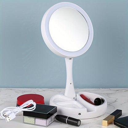 Lighted Makeup Mirror with 10x Magnifying Glass, Double Sided LED Vanity Mirror, Bright Shadow-Free Light