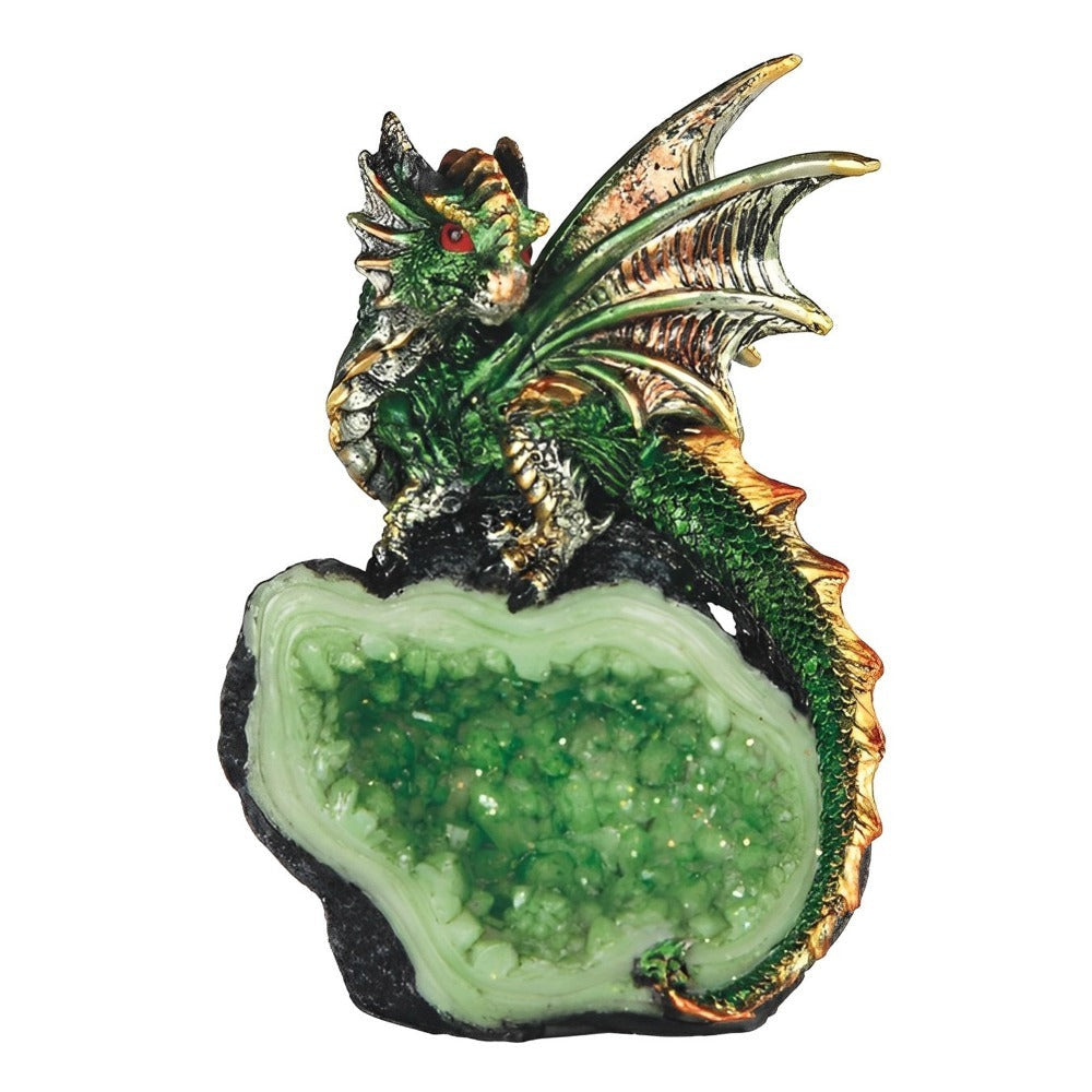 Dragon Figurine Statue Guarding Crystal Cave Polyresin Collectible Home Decor Sculpture Fantasy Dragon for Garden, Patio and Yard Use