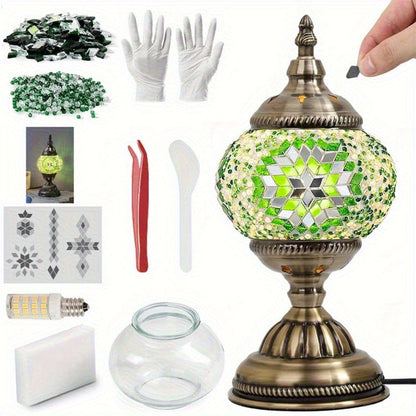 Moroccan Table Lamp Handmade DIY Turkish Lamp Dimmable Glass Metal Brass Bohemian Bedside for Entryways, Bedrooms and Living Spaces