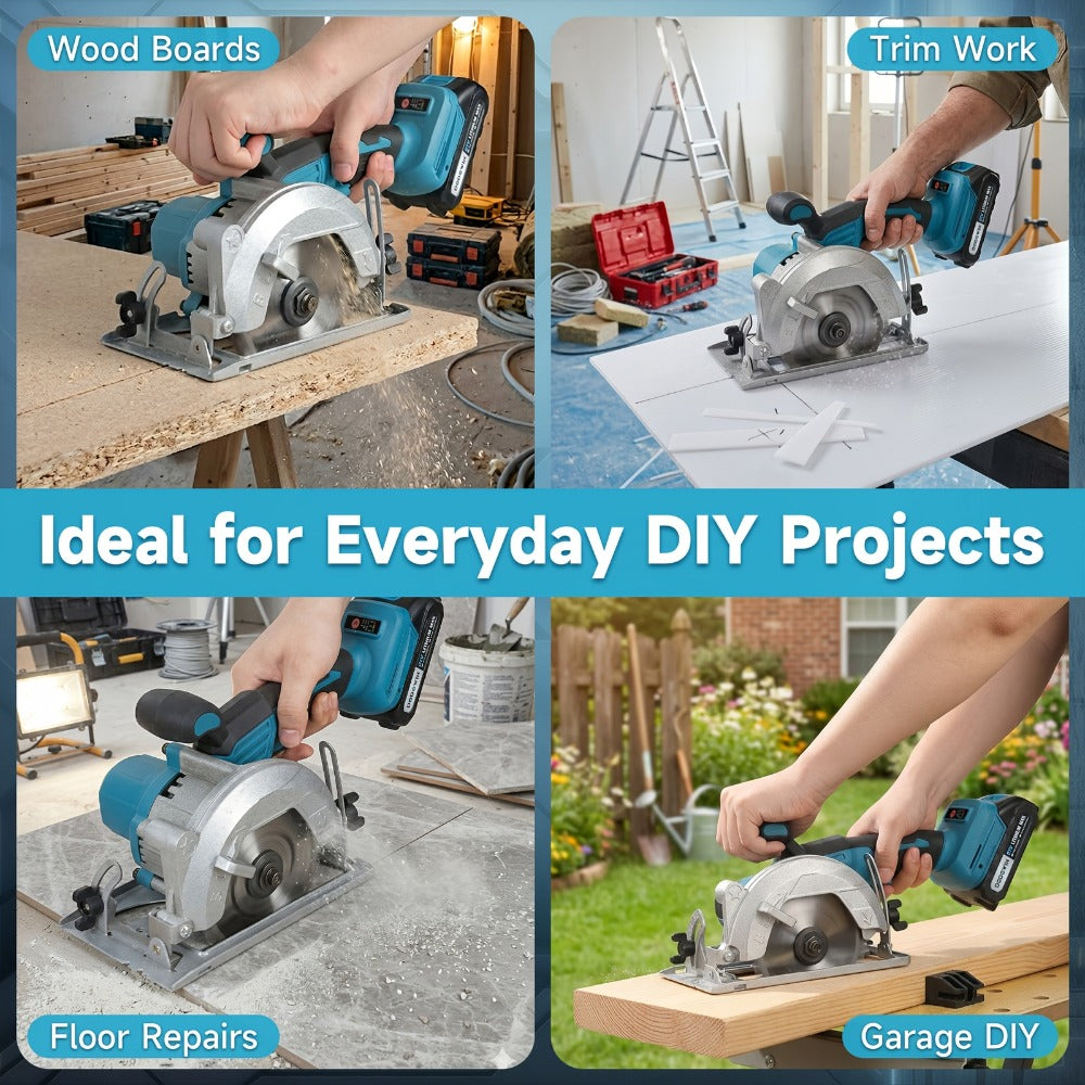 Brushless Circular Saw Kit 21V Cordless, Battery & Charger Included, Adjustable 45° Bevel Cutting