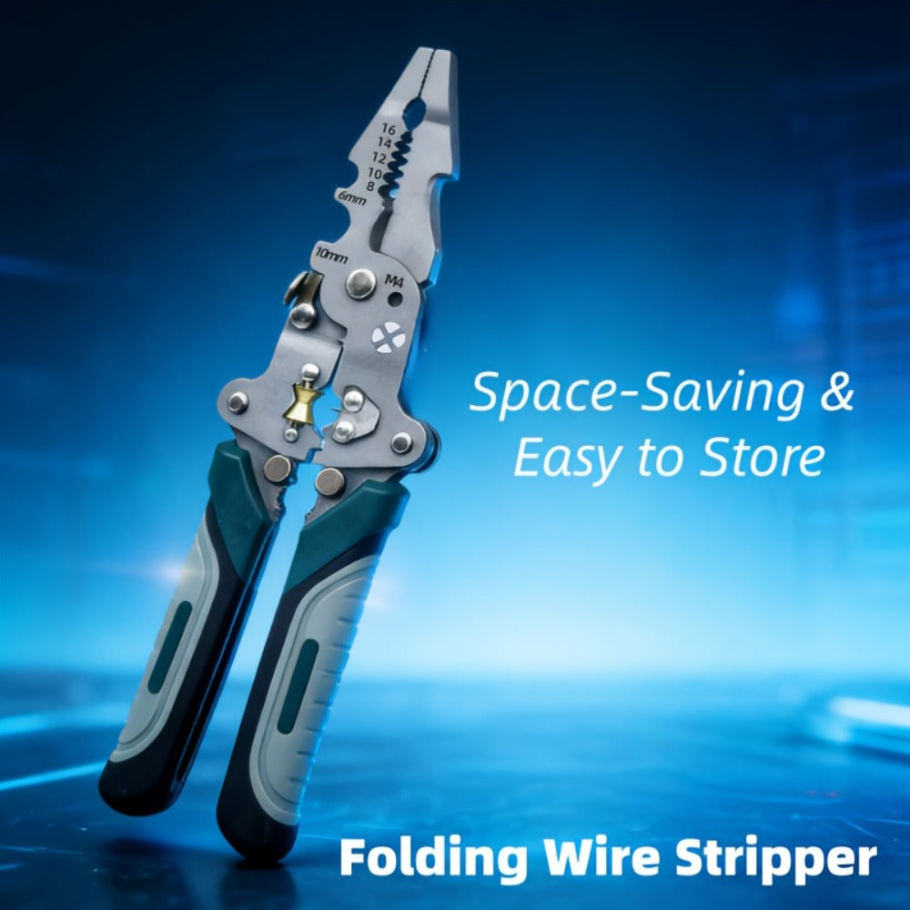 18-in-1 High-Carbon-Steel Folding Wire Stripping Pliers with Cutter, Crimper and Puller for Electrical DIY