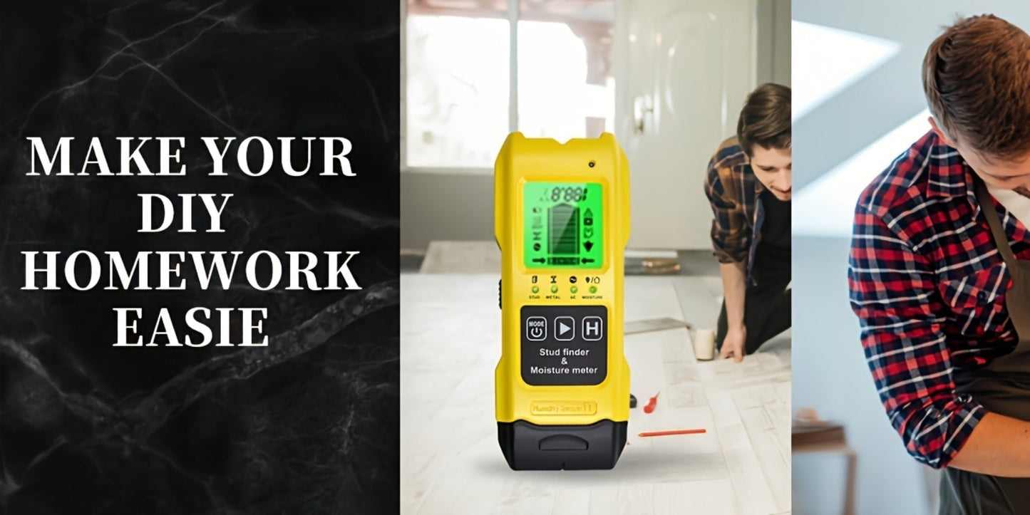 Stud Finder Wall Scanner 7-in-1 LCD Display Sound Alert, Wood Deep Stud Metal AC Wire Moisture Meter Temperature Sensor