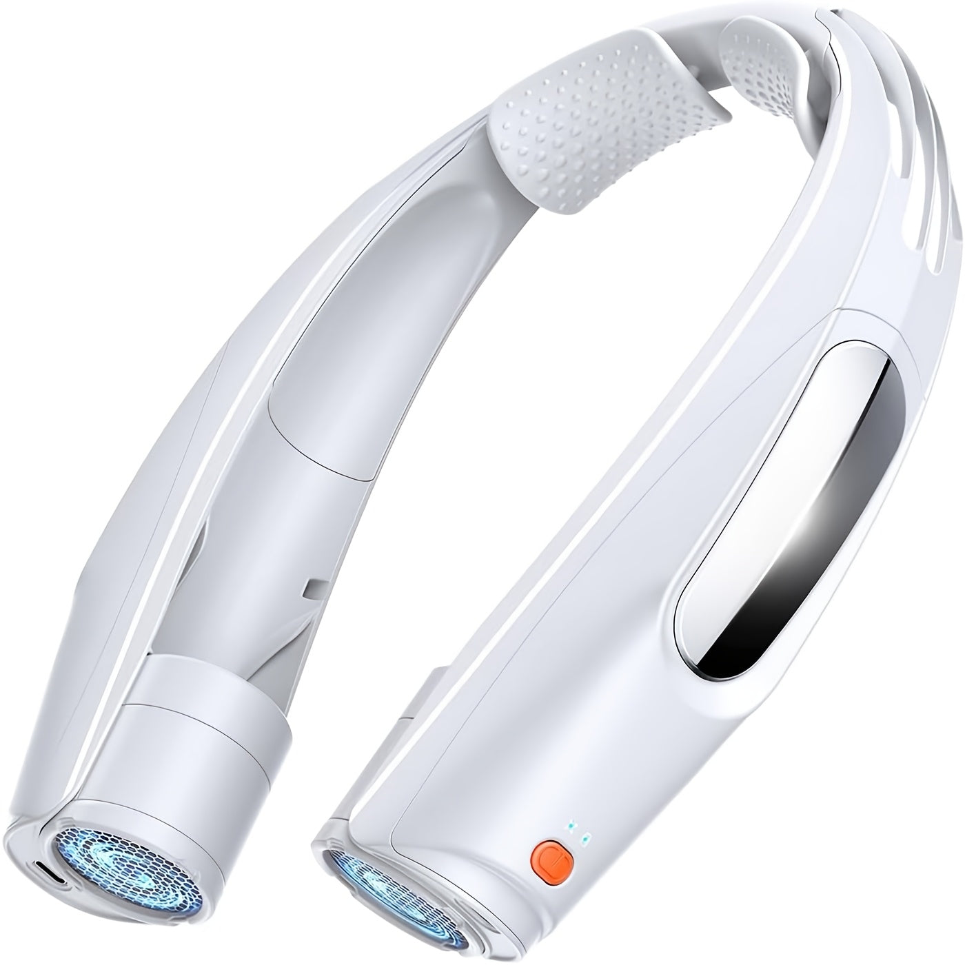 U-Shaped Neck Fan in Black or White with Six-Speed Display, Twin Fan Ends and USB Charging
