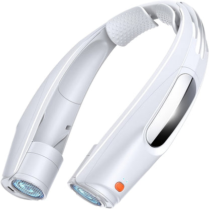 U-Shaped Neck Fan in Black or White with Six-Speed Display, Twin Fan Ends and USB Charging