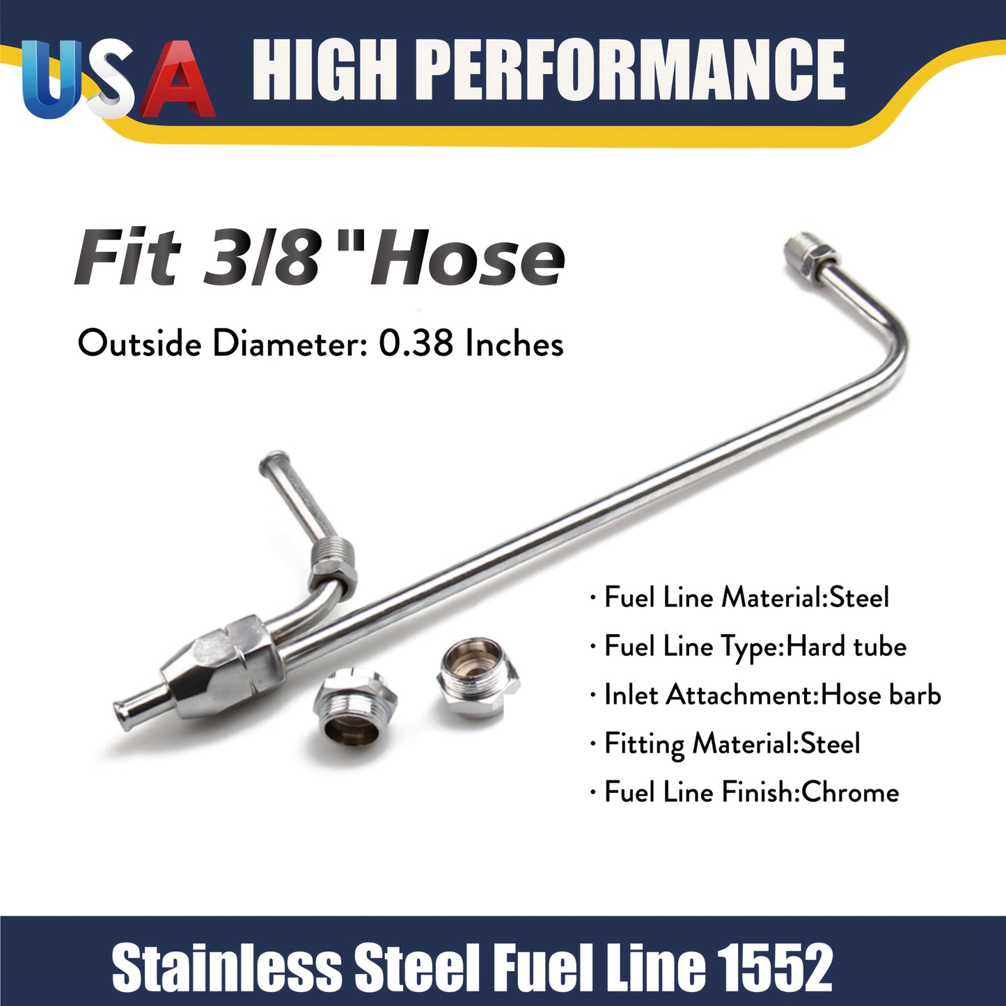 Dual Feed Fuel Line Kit Chrome 3/8" Hose – Compatible with Holley 4-Barrel 4150 Double Pumper Carburetor, Silver Brazed Copper Rigid Tube