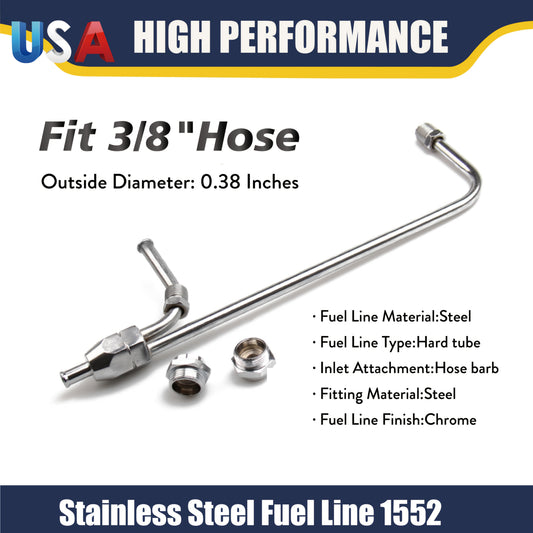 Dual Feed Fuel Line Kit Chrome 3/8" Hose – Compatible with Holley 4-Barrel 4150 Double Pumper Carburetor, Silver Brazed Copper Rigid Tube