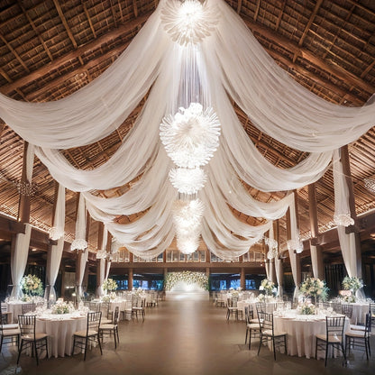 Chiffon Draping Fabric for Wedding Arch 32.8Ft, Sheer Backdrop Curtain for Ceremony, Reception & Bridal Shower Decor
