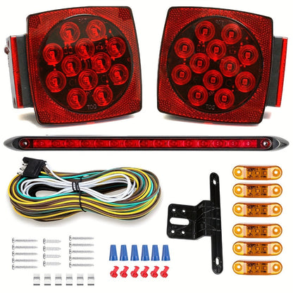 12V LED Trailer Tail Lights Kit – Stop, Turn Signal, Brake & License Plate Light for Trailers Under 80" – Boat, RV, Camper, Truck