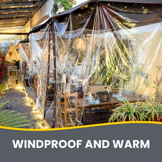 Clear Tarp Thickened Outdoor Cover with Sealed Edges, Transparent Rain Tarp for Patio, Porch Awning