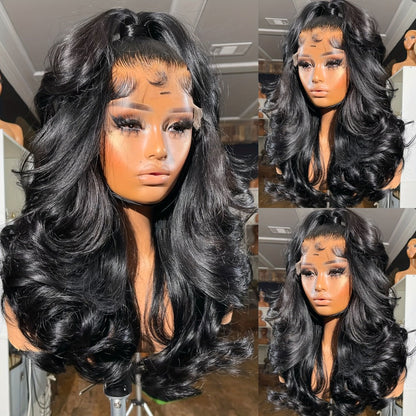 Body Wave Lace Front Wig 13x4 HD Transparent Lace 30 Inch Human Hair Glueless Bye Bye Knots Pre, for Home, Travel and Salon Hair Styling