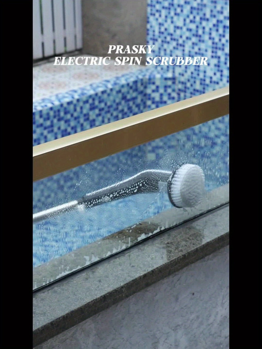 Electric Spin Scrubber Cordless IPX8 9 Replaceable Brush Heads 4 Adjustable Extension for Home Cooking, Dining and Outdoor Meals