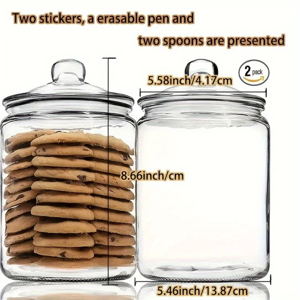 Glass Pantry Jars with Flip-Top Lids Set of 2 – Airtight Glass Storage Containers for Kitchen Pantry Organization, Cookies, Candy, Pasta