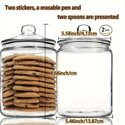 Glass Pantry Jars with Flip-Top Lids Set of 2 – Airtight Glass Storage Containers for Kitchen Pantry Organization, Cookies, Candy, Pasta