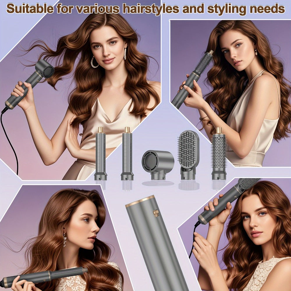 5-in-1 Hot Air Brush Negative Ion Hair Styler Blow Dryer Curler Straightener Volumizer, for Home, Travel and Salon Hair Styling