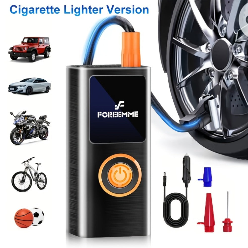 Cordless Tire Inflator Portable USB Rechargeable – Digital Gauge & LED Light, Fast Air Compressor with Auto Shutoff for Car, Bike