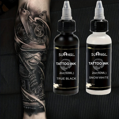 Tattoo Ink Black and White 1.01oz Bottle Options with Single, Two-Bottle and Mixed Color Sets