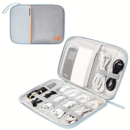 Cable Organizer Bag for Travel Double Layer, Electronics Case with Removable Dividers, Cables, Chargers