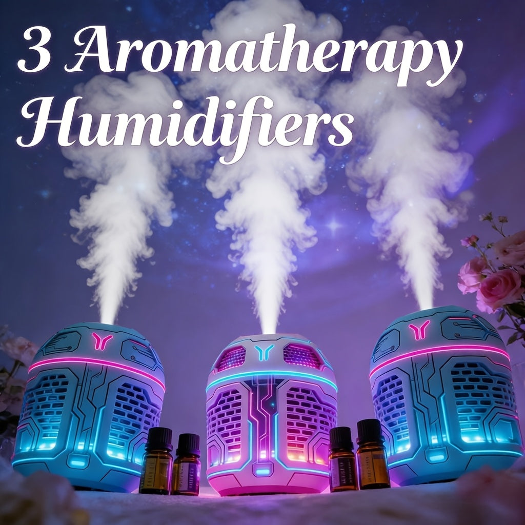 Mini Aromatherapy Humidifier Set of 3 Cool Mist Diffuser with Odor Eliminator No Filter for Entryways, Bedrooms and Living Spaces