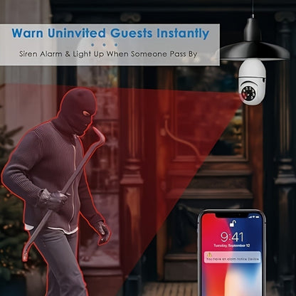 Light Bulb Security Camera 2-Pack 4MP E27 WiFi, Full Color Night Vision, Motion Detection Alerts