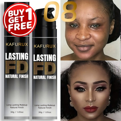 KAFURUX Liquid Foundation Two-Bottle Set with Pump Dispensers and Eight Matching Shade Pairs