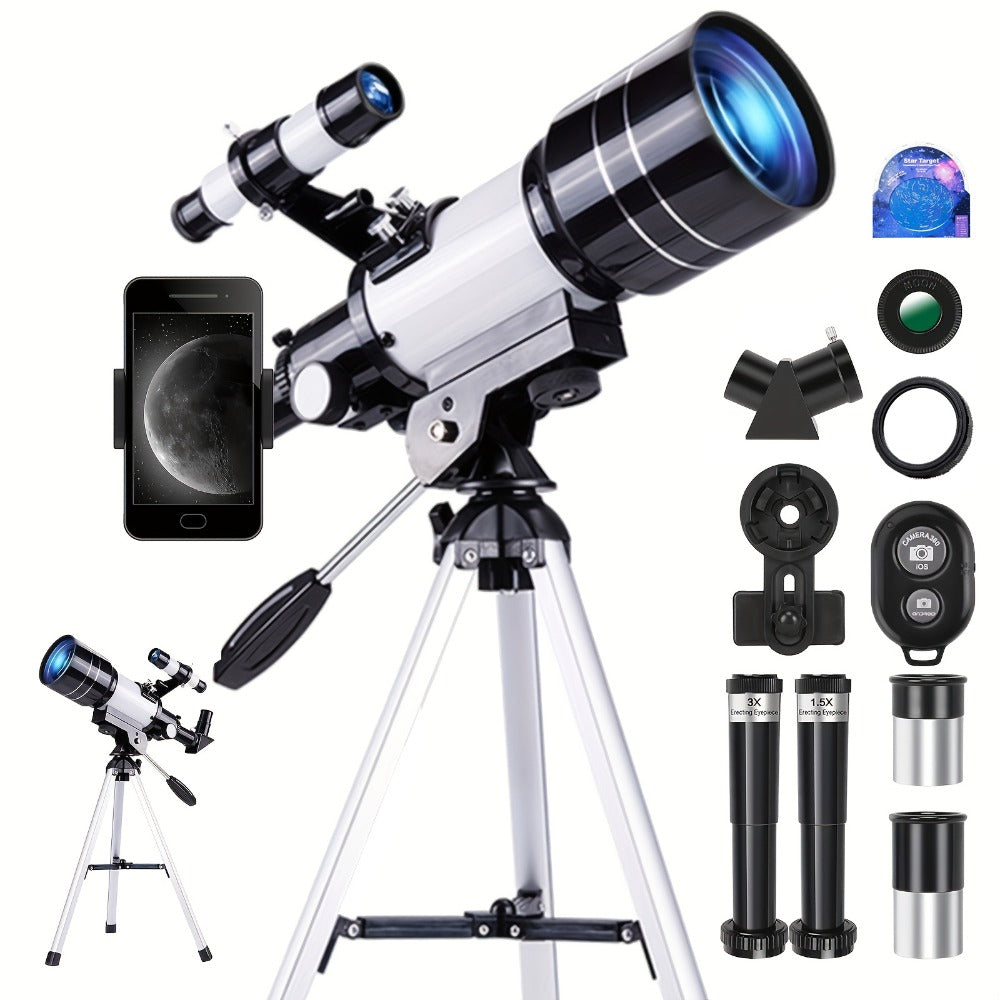 150X Astronomical Telescope 70mm Aperture with Tripod Phone Adapter Wireless Remote Control High Magnification Portable Refractor Telescope