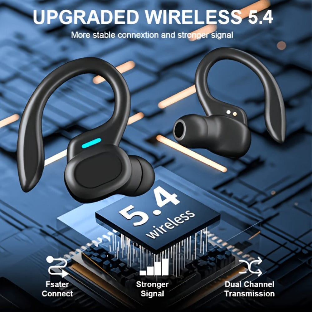 Earhook Open-Ear Sports Earbuds Bluetooth 5.4 LED Digital Display Charging Case 8H Playback for an Everyday Personal Care Routine