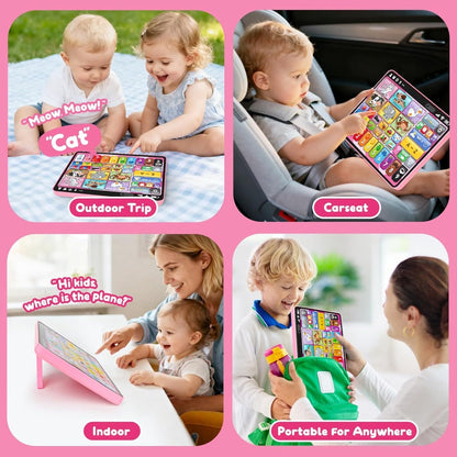Trilingual Toddler Learning Tablet Toy, 39 Buttons 4 Play Modes Alphabet Numbers Colors Animals Music