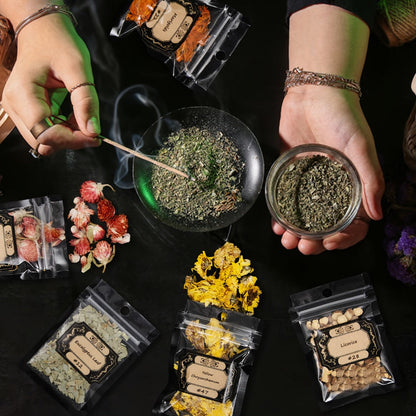 Dried Herbs for Witchcraft 50-Pack, Bulk Dried Flowers & Herb Kit for Wicca Beginners, Pagan Rituals