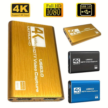 4K USB 3.0 Video Capture Card - 1080P 60fps HD Recorder, 4K UHD 60Hz Input, Compatible with OBS Live Game Streaming